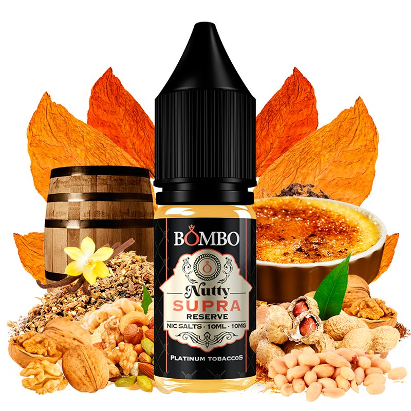 NUTTY SUPRA RESERVE PLATINUM TOBACCOS BOMBO NIC SALTS 10ML 20MG