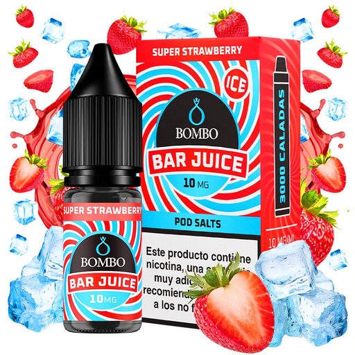 [641837737327] SUPER STRAWBERRY ICE 10ml - Bombo Bar Juice - Nicotina : 20mg, Tamaño : 10 ml