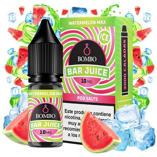 [3121] Watermelon Max Ice - Bombo Bar Juice - Nicotina : 20mg, Tamaño : 10 ml